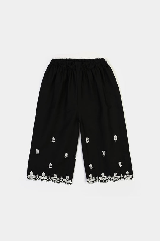 Infant Girls Cotton Emb Culotte -BLACK
