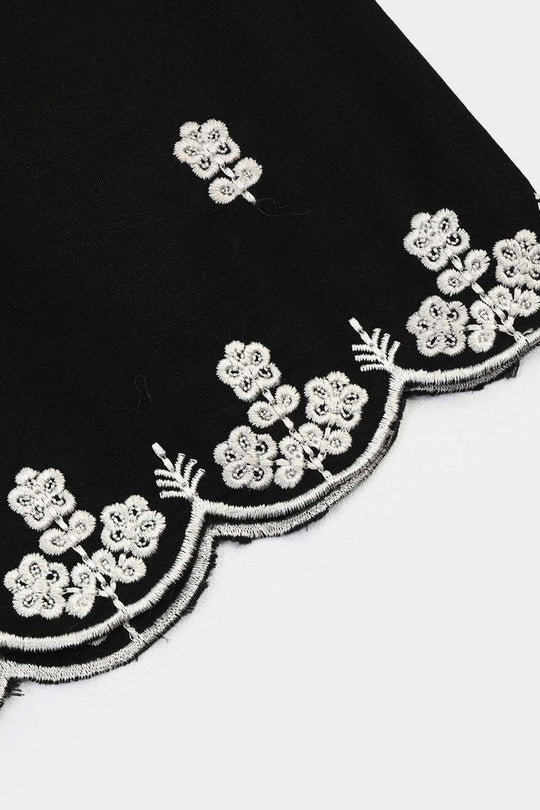 Infant Girls Cotton Emb Culotte -BLACK