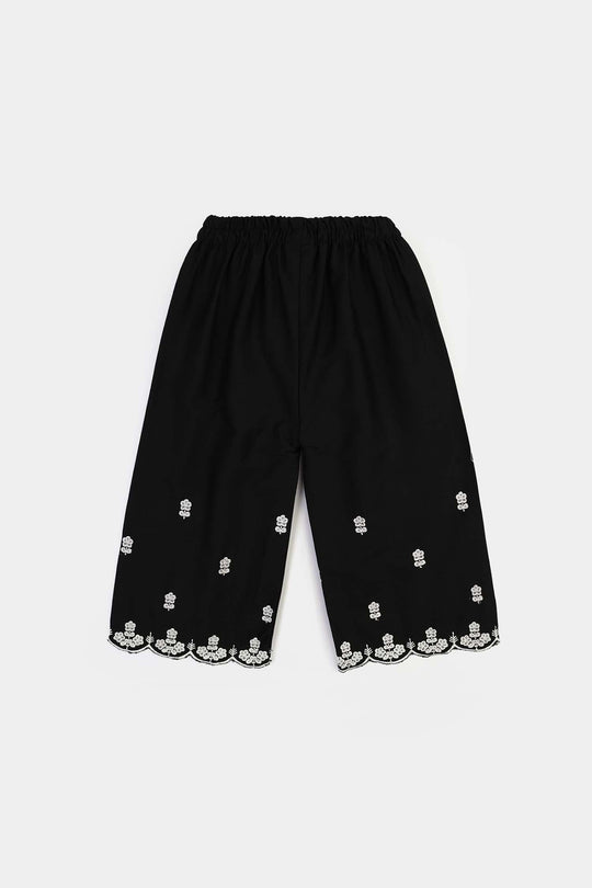 Infant Girls Cotton Emb Culotte -BLACK