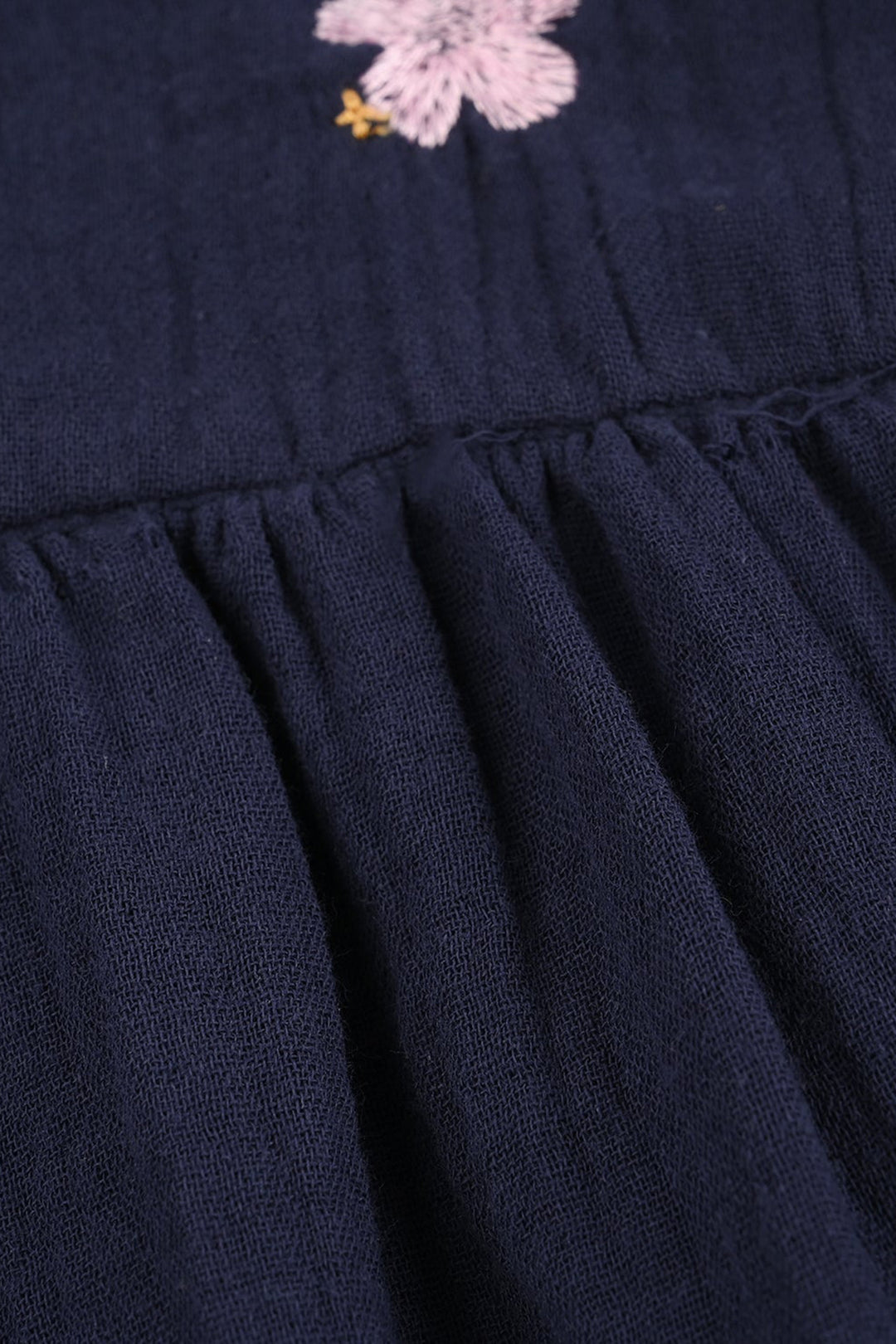 Girls Gauze Emb Frock Flowy-Navy Blue