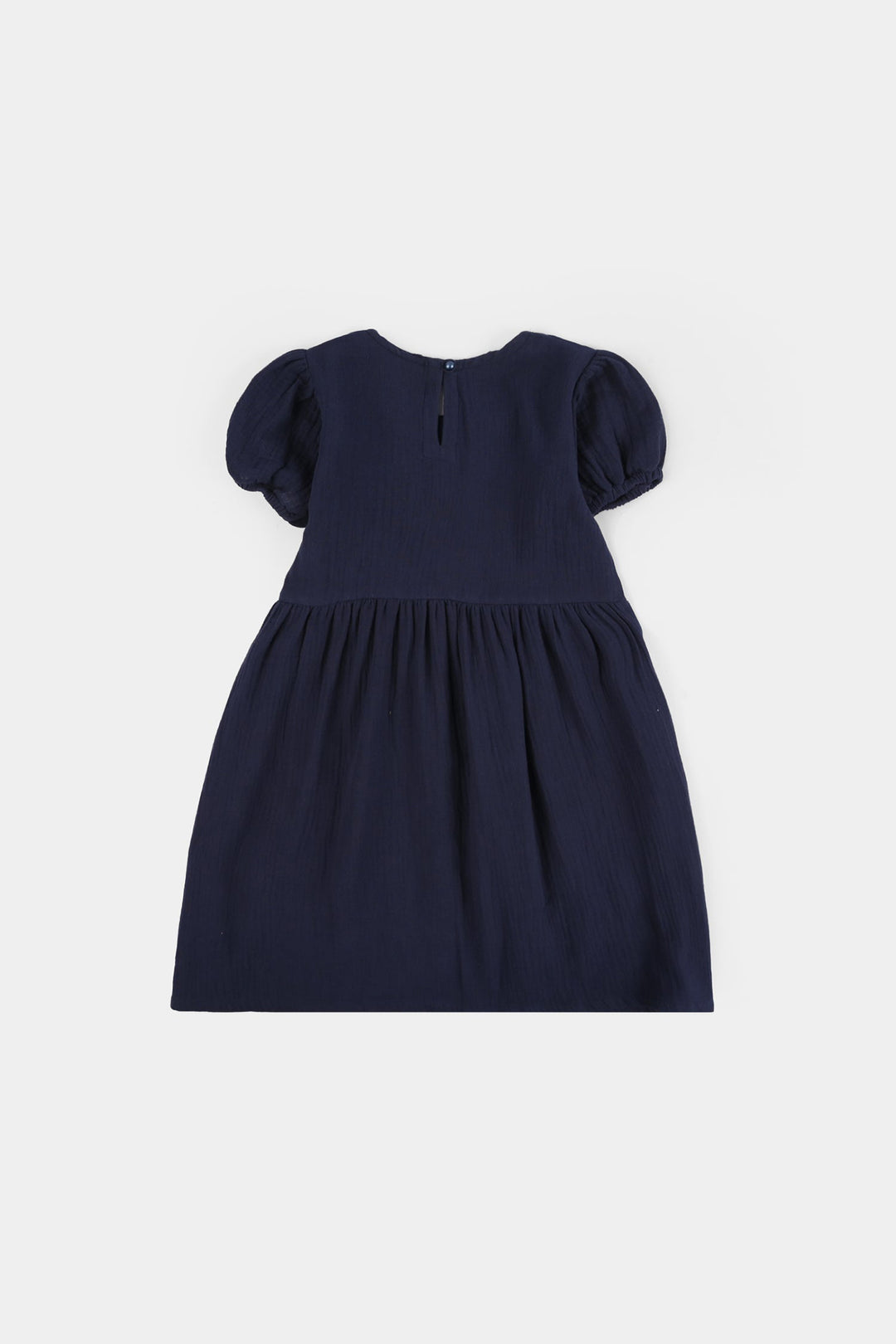 Girls Gauze Emb Frock Flowy-Navy Blue