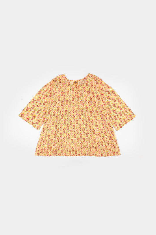 Girls Poly Lawn Printed Kurti IKAT-Multi