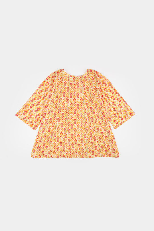 Girls Poly Lawn Printed Kurti IKAT-Multi