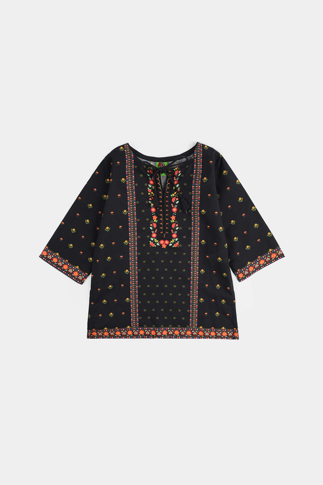 Infant Girls Cotton Printed 2Pcs Koyal-BLACK