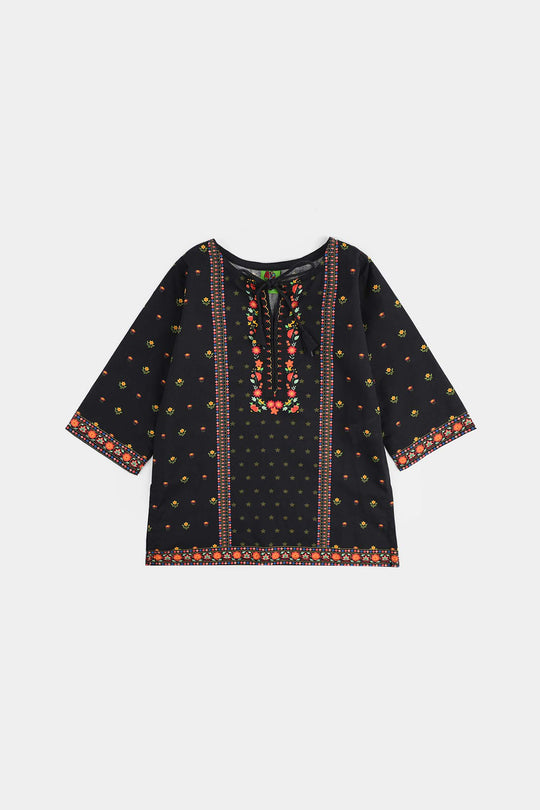 Infant Girls Cotton Printed 2Pcs Koyal-BLACK