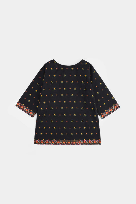 Infant Girls Cotton Printed 2Pcs Koyal-BLACK