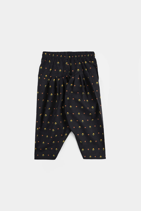 Infant Girls Cotton Printed 2Pcs Koyal-BLACK