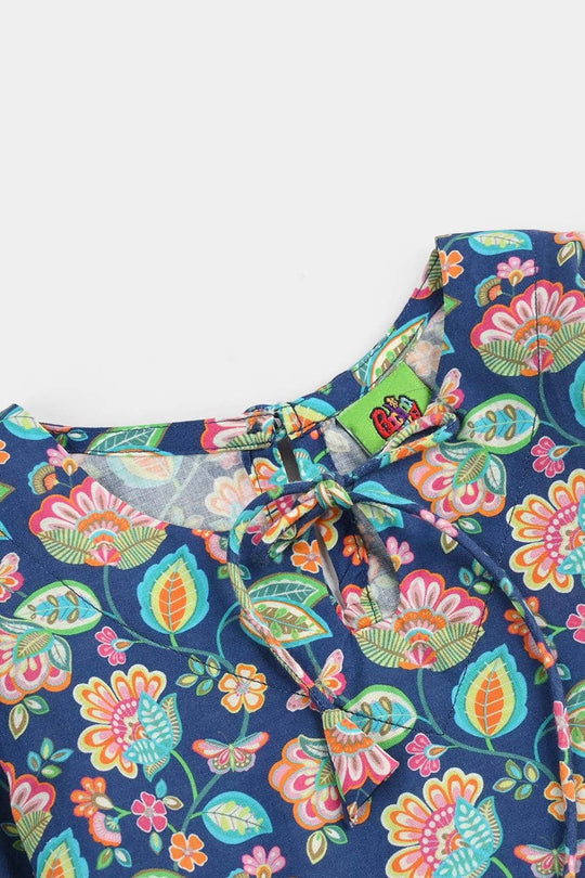 Infant Girls Cotton Printed 2Pcs Butterfly-Blue