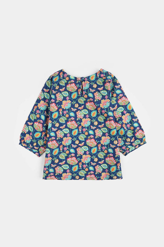 Infant Girls Cotton Printed 2Pcs Butterfly-Blue