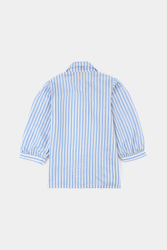Girls Poly Crinkle Casual Top Sky Way-Blue