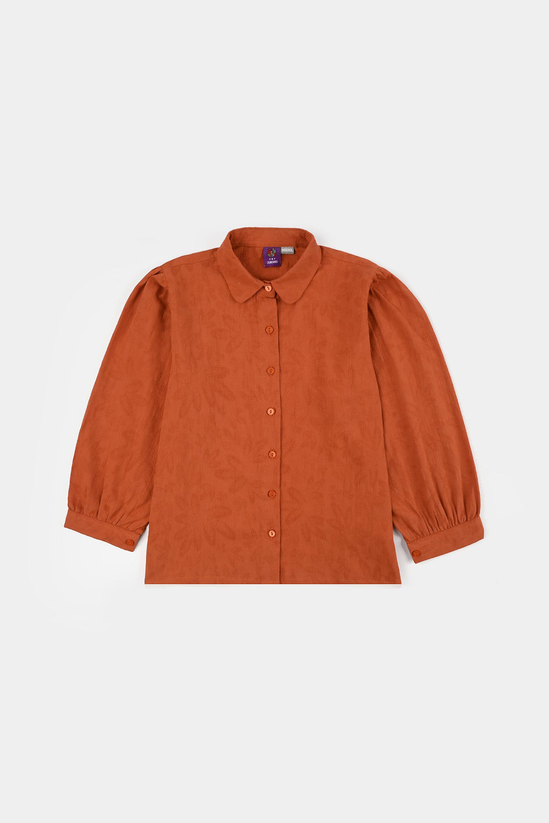 Girls Poly Crinkle Casual Top Umber-Rust