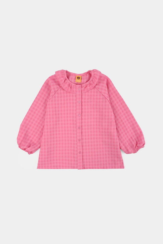 Girls Poly Crinkle Casual Top Morning Glory-PINK