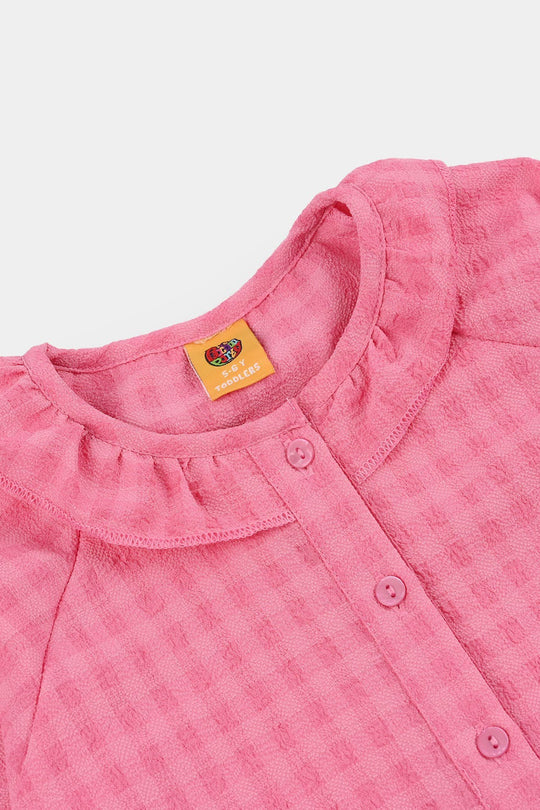 Girls Poly Crinkle Casual Top Morning Glory-PINK