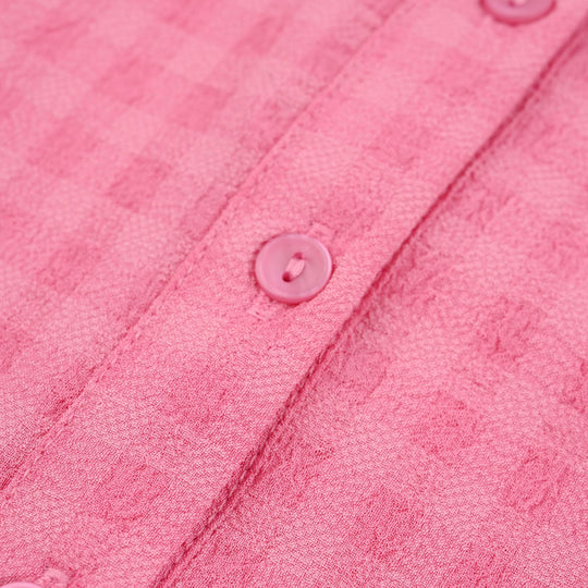 Teens Girls Poly Crinkle Casual Top Morning Glory-PINK