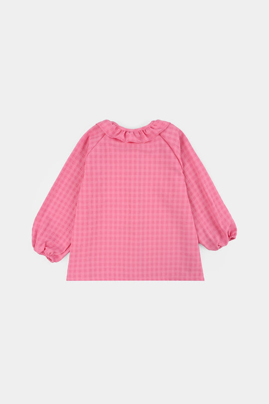 Girls Poly Crinkle Casual Top Morning Glory-PINK