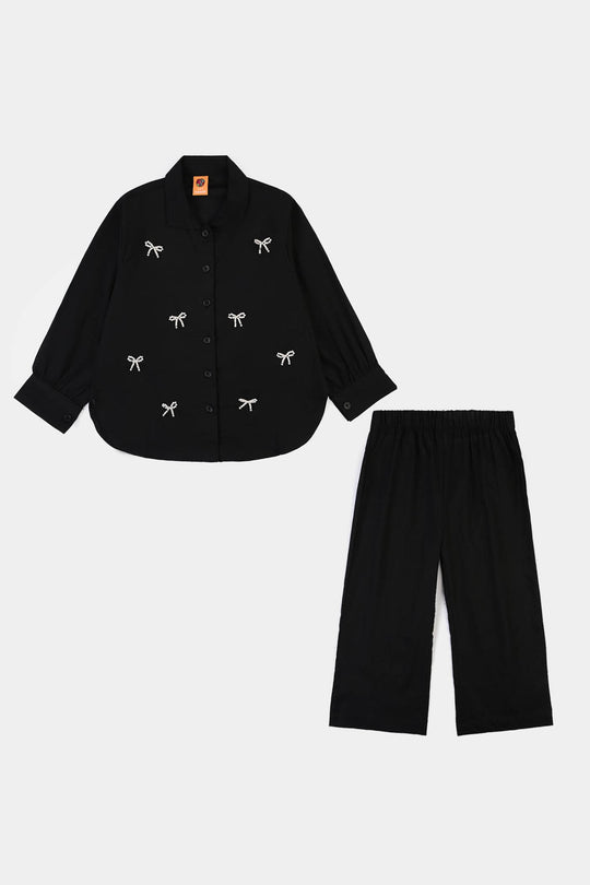 Girls Cotton Co-ord Set Black Beauty-BLACK