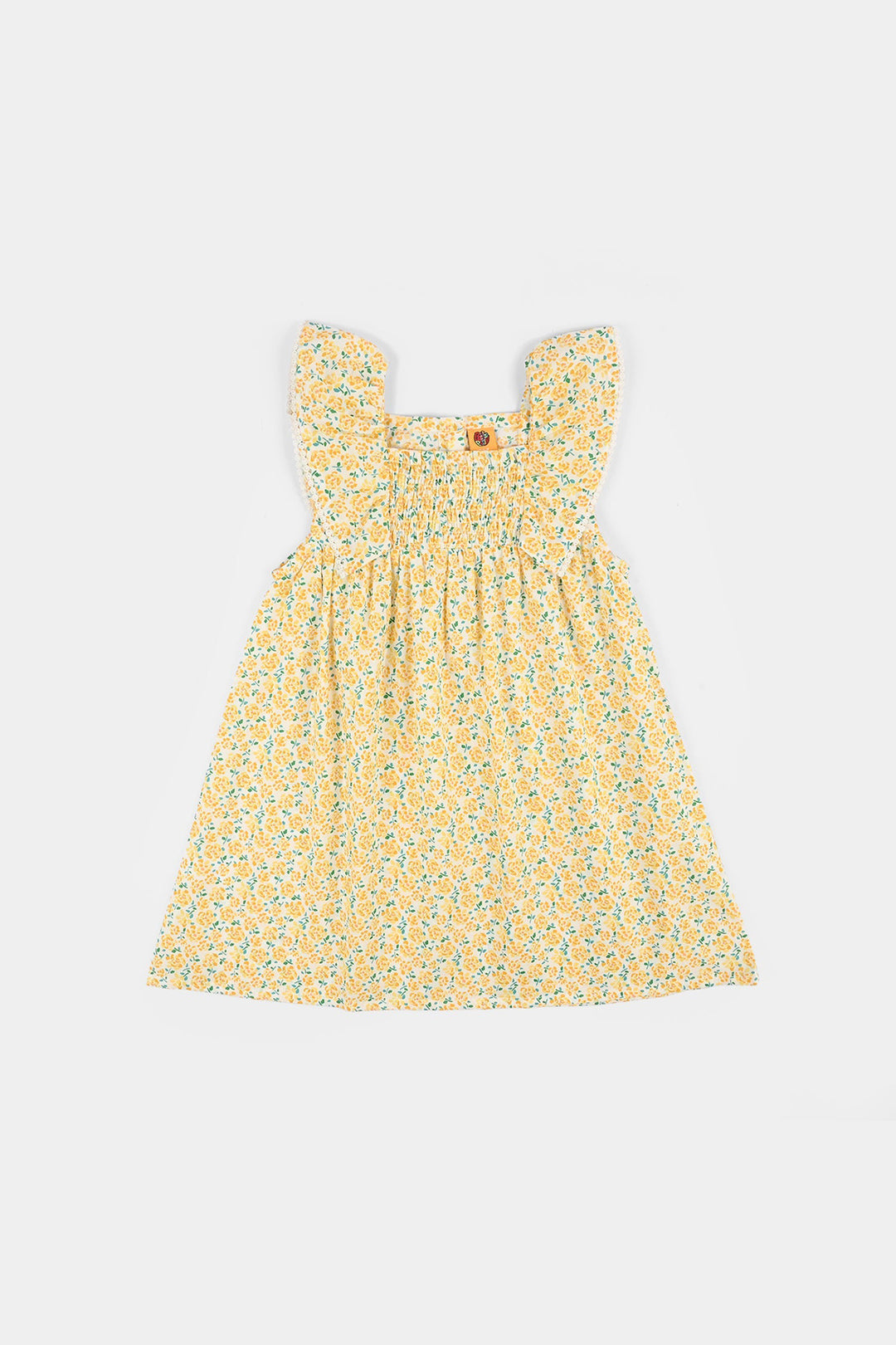 Girls Cotton Casual Frock Lemon Drop-Multi