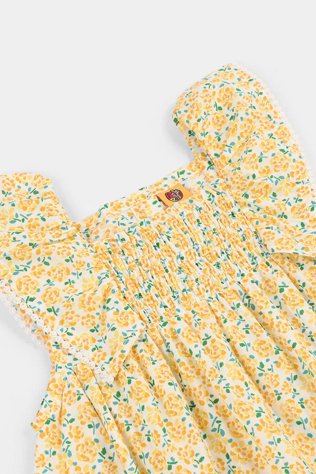 Girls Cotton Casual Frock Lemon Drop-Multi
