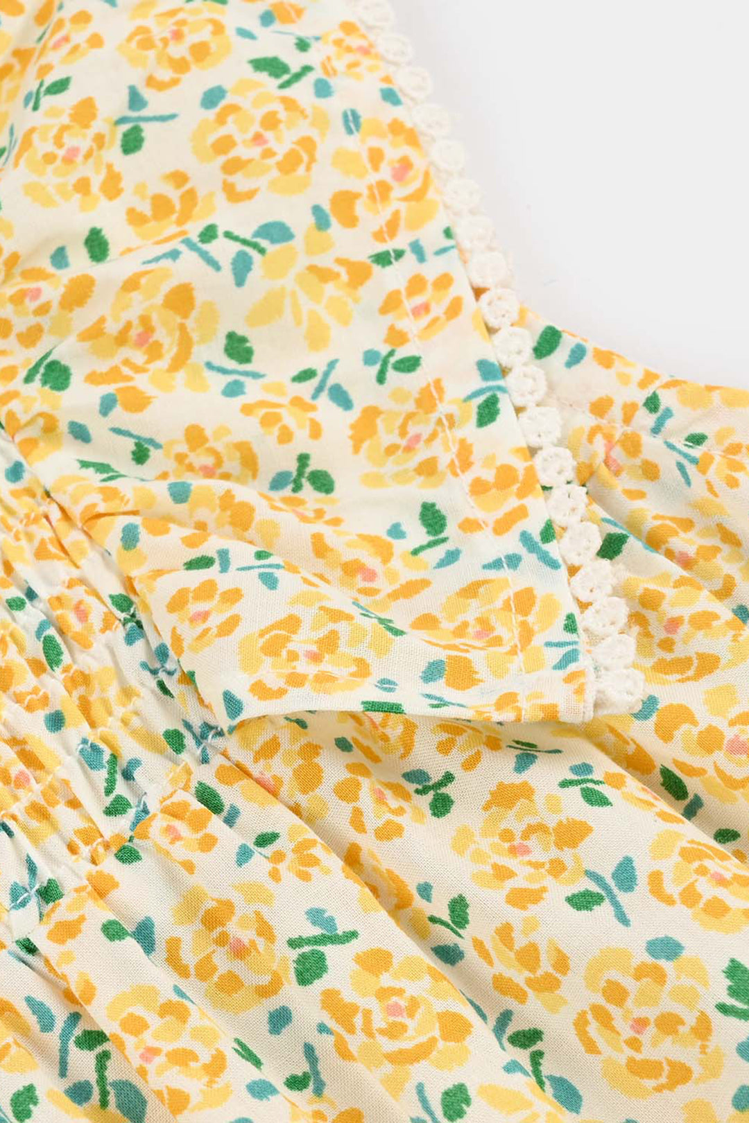 Girls Cotton Casual Frock Lemon Drop-Multi
