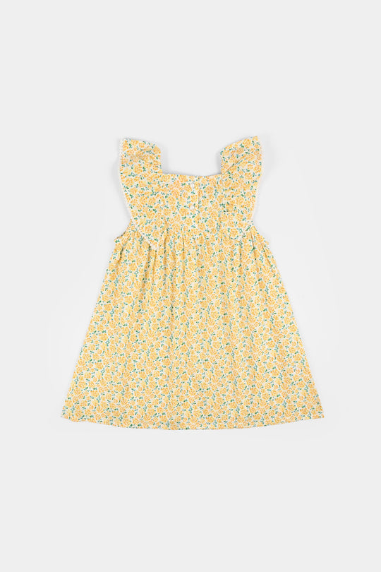 Girls Cotton Casual Frock Lemon Drop-Multi