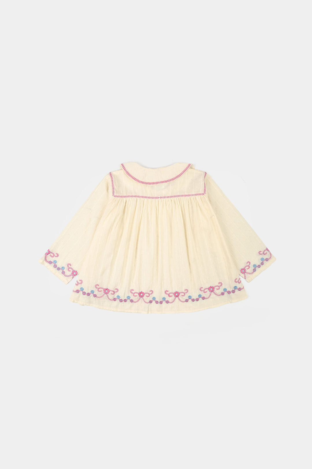 Girls Cotton Brochia Emb Top Jane- Off White