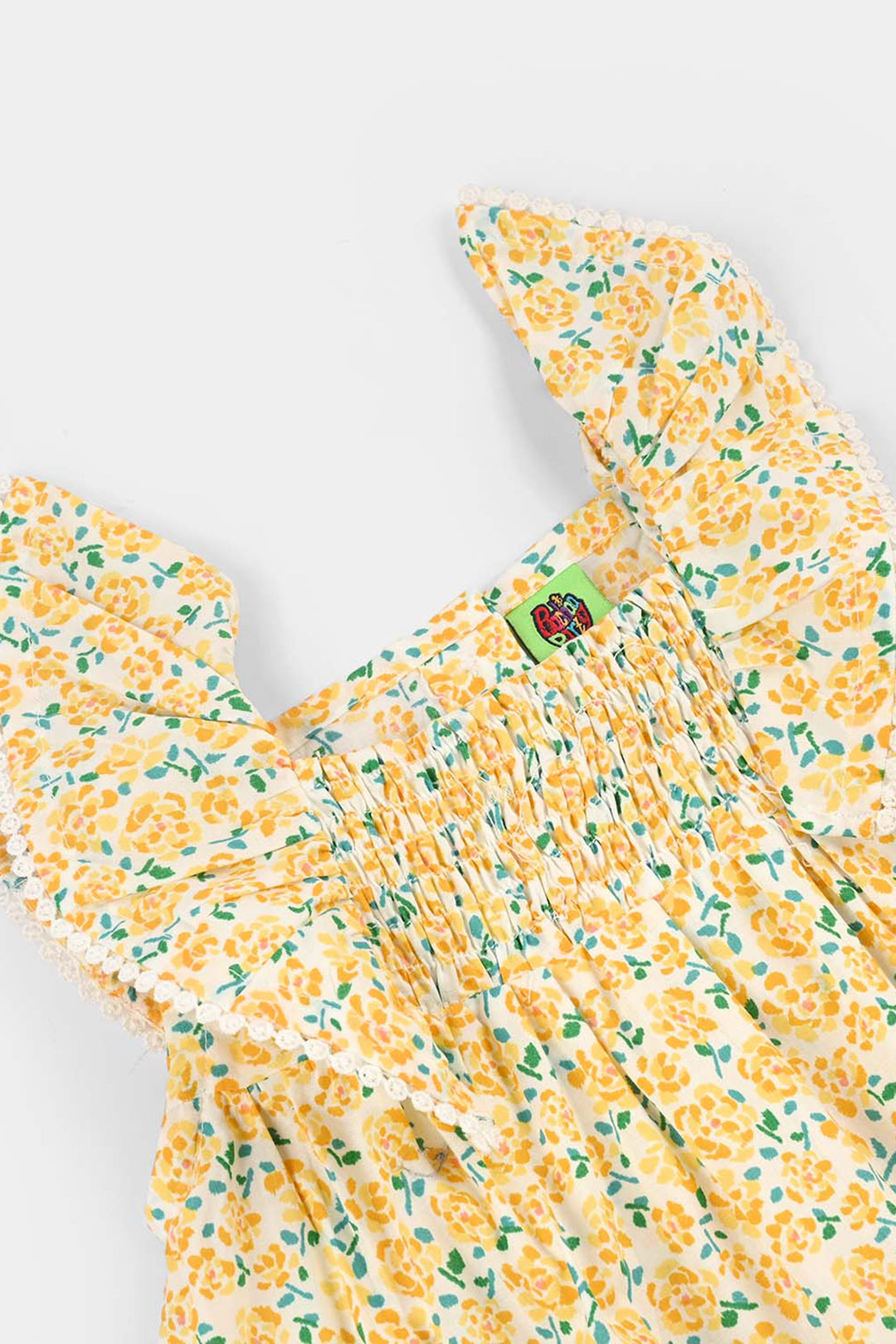 Infant Girls Cotton Casual Frock Lemon Drop-Multi