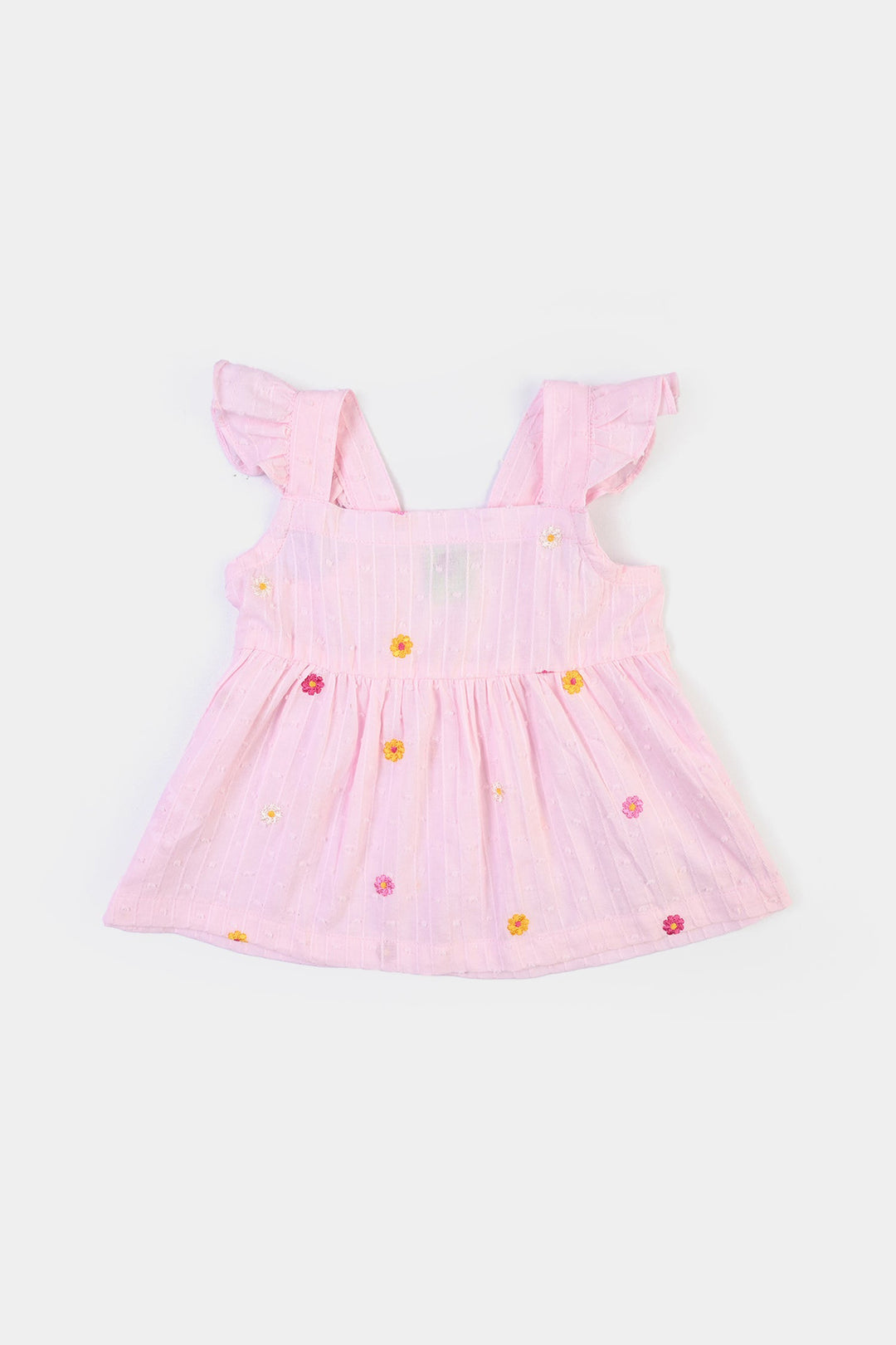 Infant Girls Cotton Brochia Emb Top Tin Tin-Pink