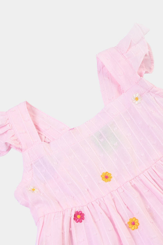 Infant Girls Cotton Brochia Emb Top Tin Tin-Pink