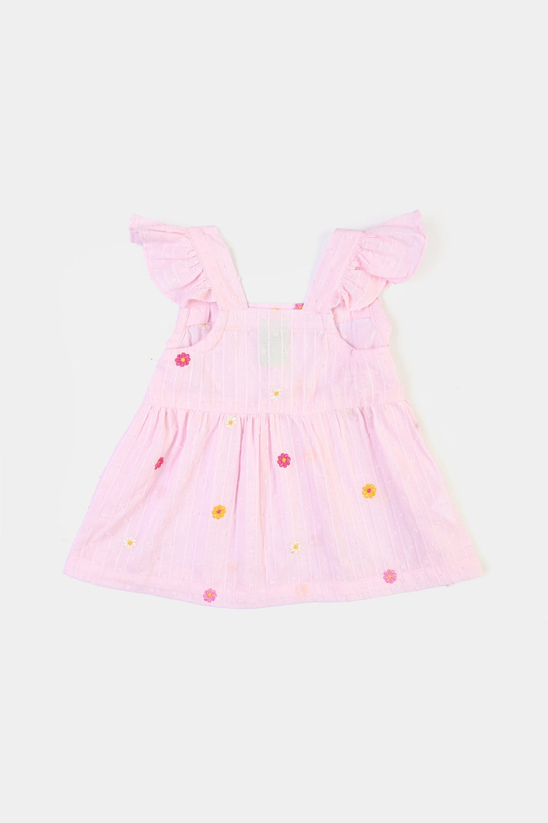 Infant Girls Cotton Brochia Emb Top Tin Tin-Pink