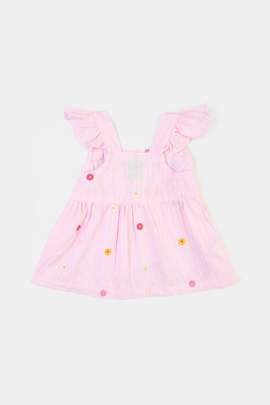 Infant Girls Cotton Brochia Emb Top Tin Tin-Pink