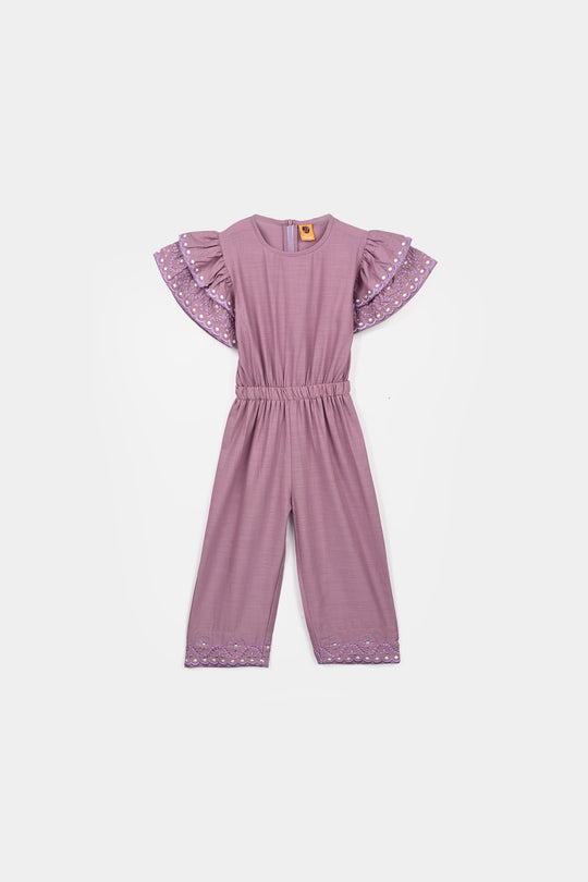 Girls Cotton Jumpsuit Dusty- Purple