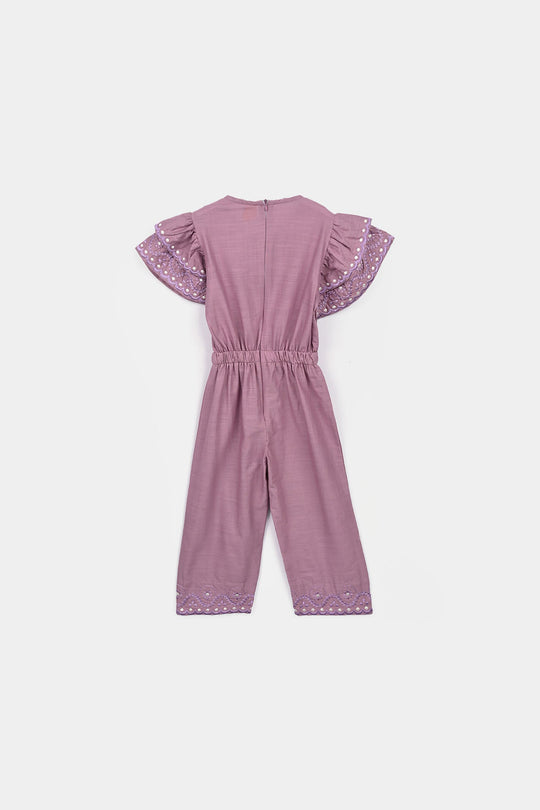 Girls Cotton Jumpsuit Dusty- Purple