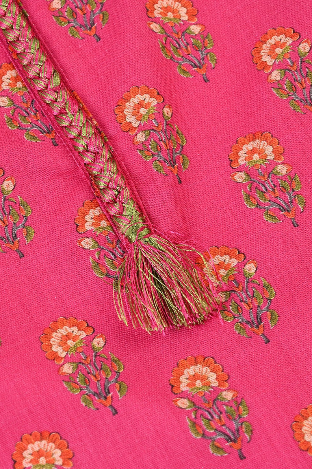 Girls Cotton Printed Kurti Tulip - Bright Pink