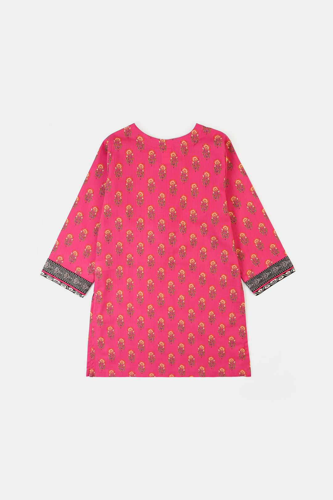 Girls Cotton Printed Kurti Tulip - Bright Pink