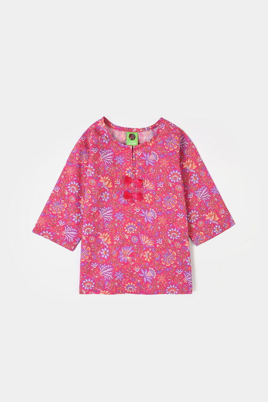 Infant Girls Cotton Printed 2Pcs Floral-PINK