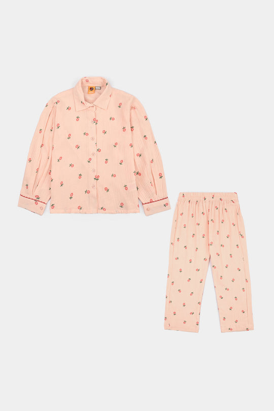Girls Gauze Co-Ord Set Pretty-Light Pink
