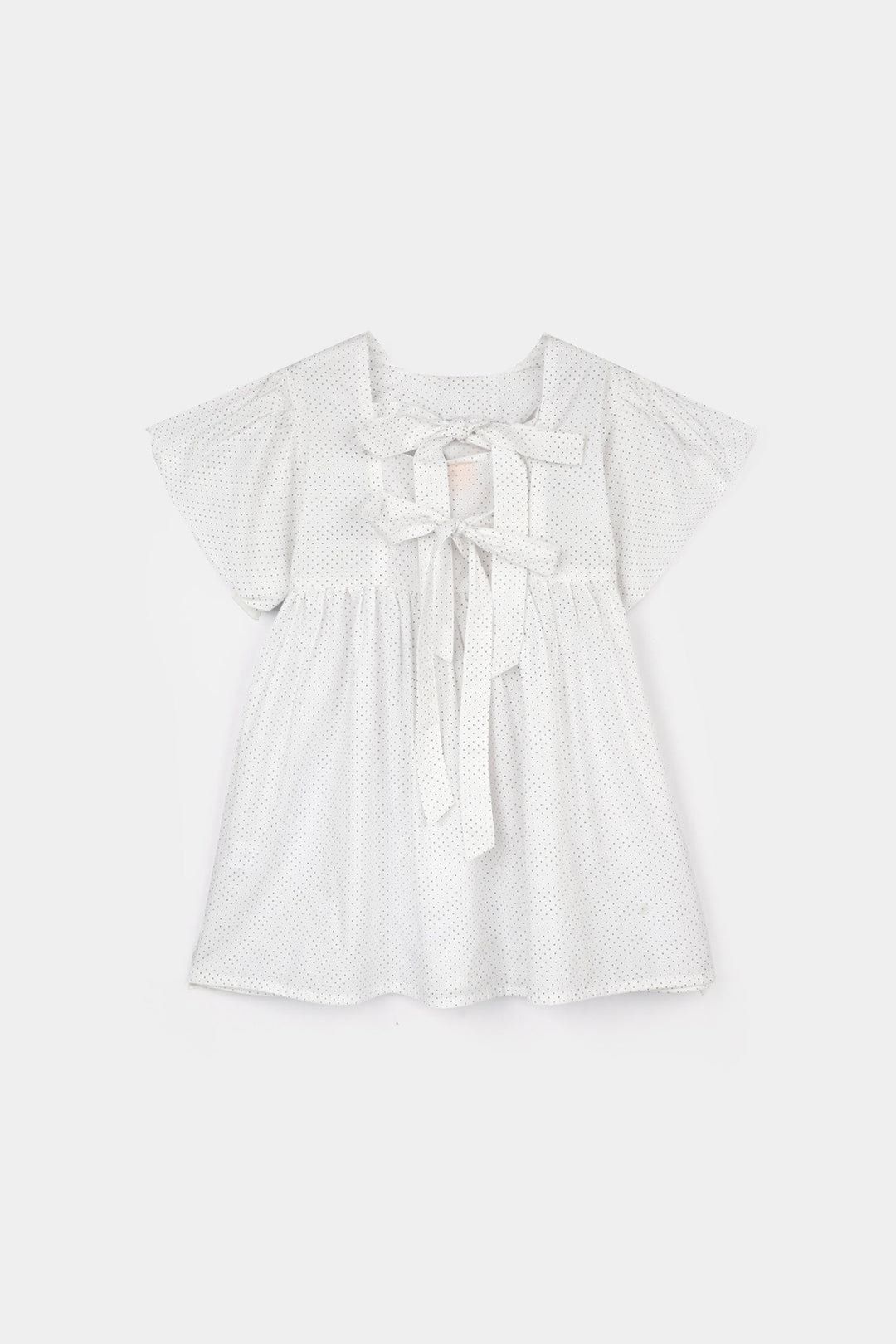 Girls Cotton Casual Frock Puffy-WHITE