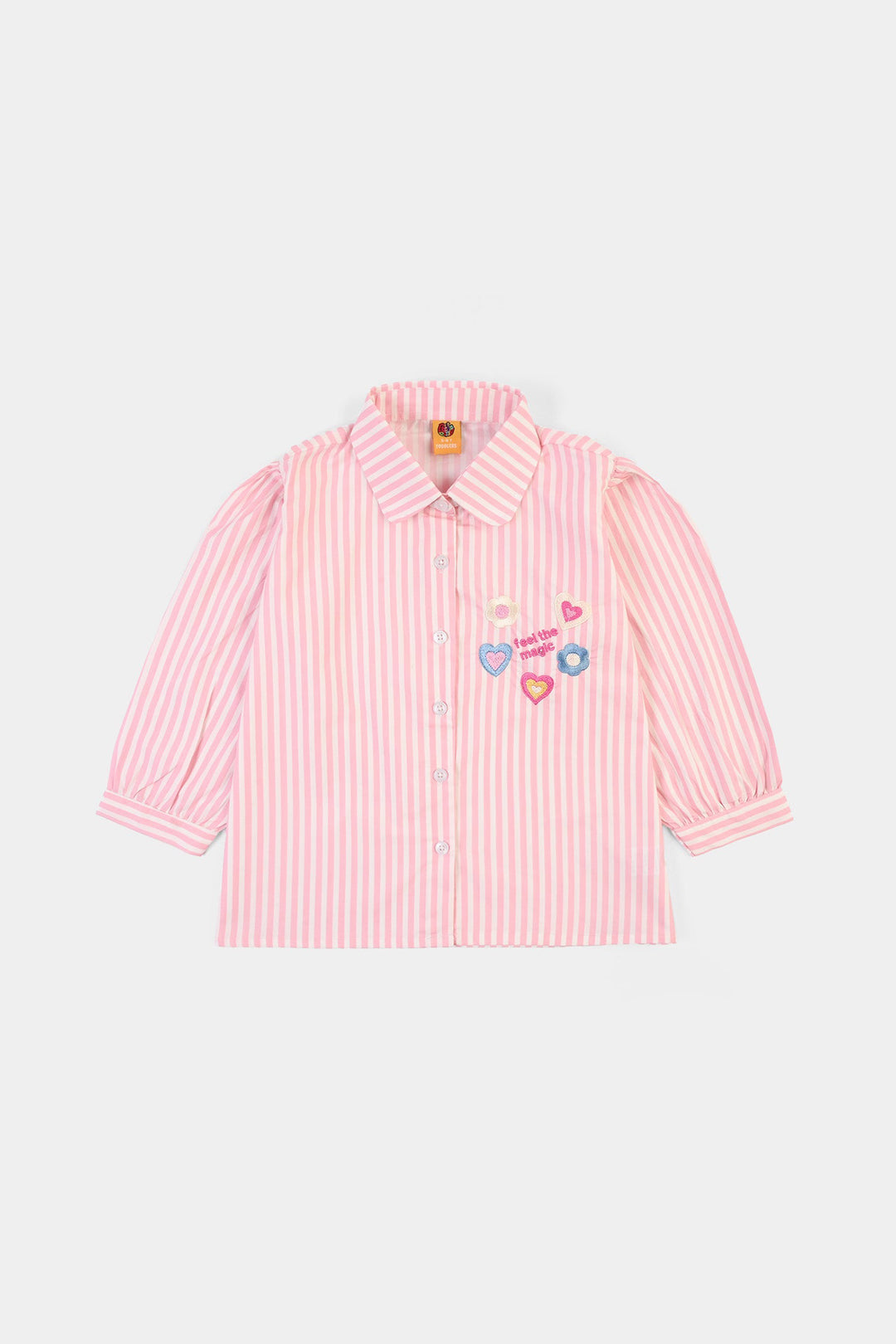 Girls Cotton Emb Top Hearty-PINK