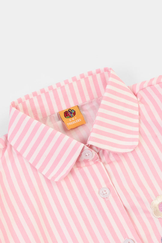 Girls Cotton Emb Top Hearty-PINK