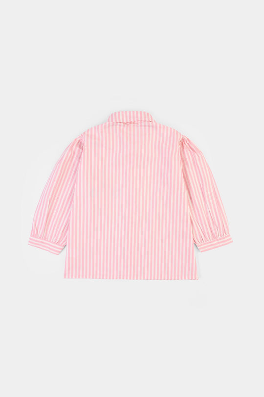 Girls Cotton Emb Top Hearty-PINK