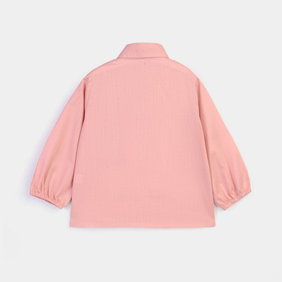 Girls Cotton Casual Top Pearls-Pink