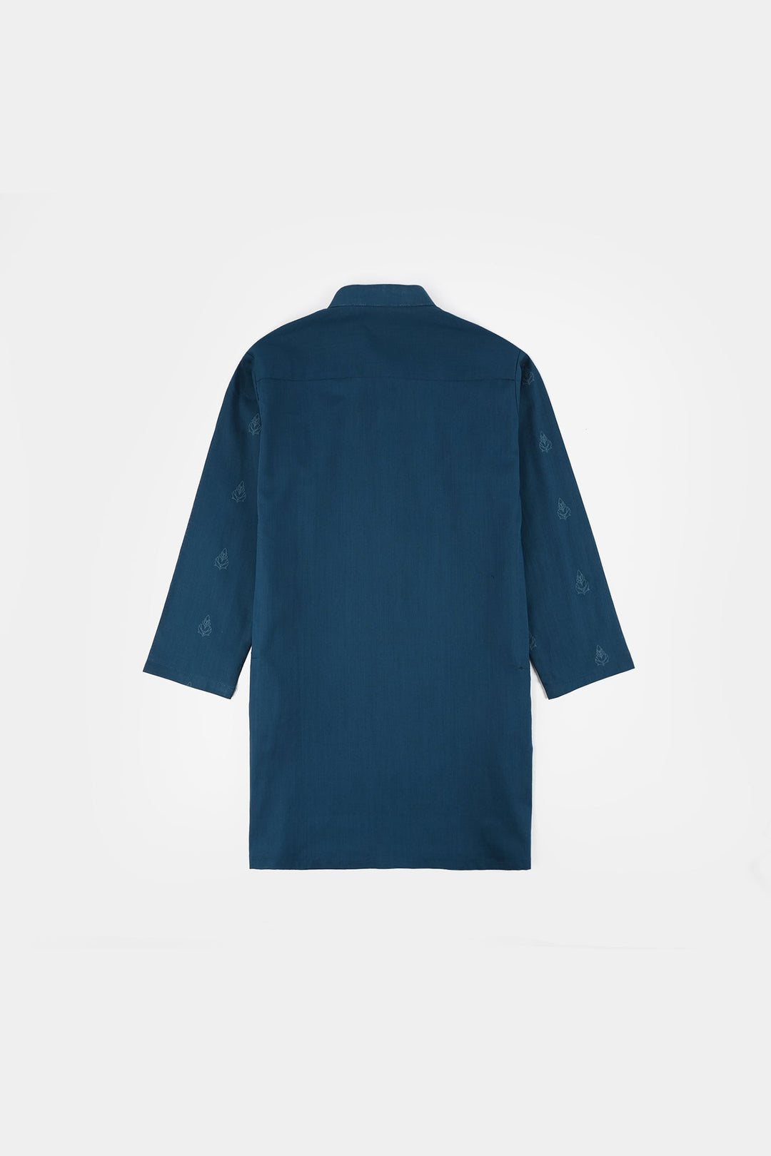 Boys Cotton Slub Printed Kurta (Blue Opal)-Blue