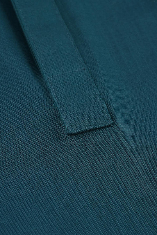 Boys Cotton Slub Kurta (Cut N Sew)- Teal Blue