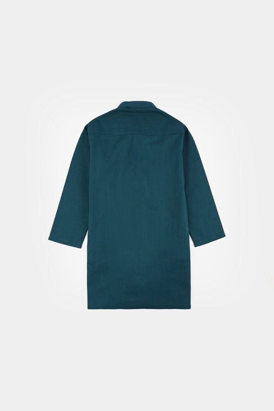 Boys Cotton Slub Kurta (Cut N Sew)- Teal Blue