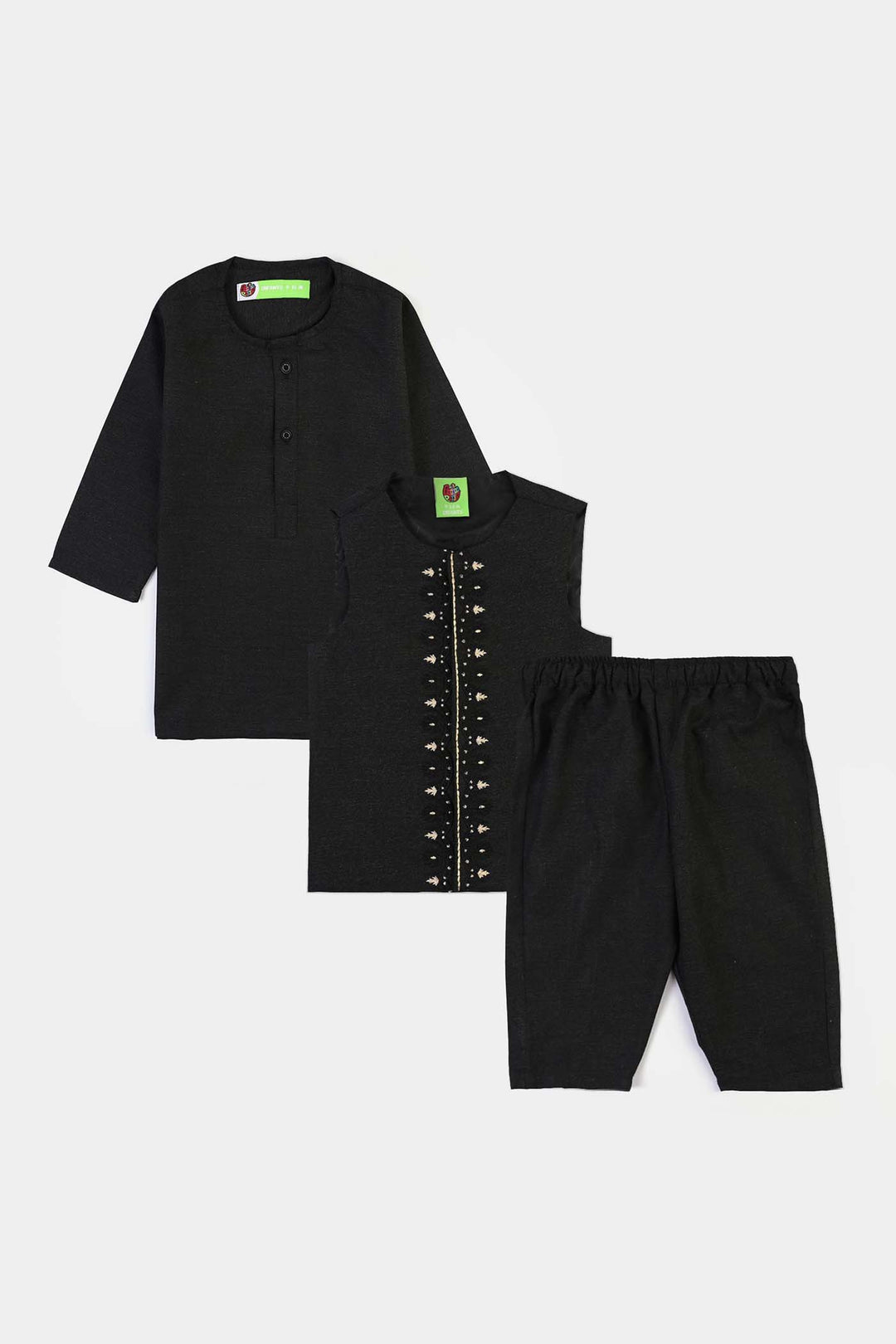 Infant Boys Poly Viscose 3Piece Suit (Beauty)-BLACK