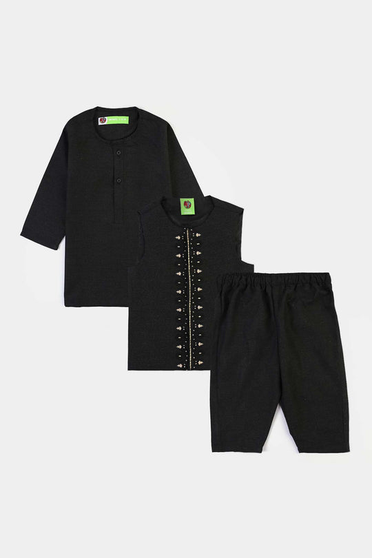 Infant Boys Poly Viscose 3Piece Suit (Beauty)-BLACK