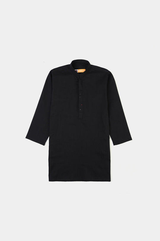 Boys Cotton Slub 3Piece Suit (Black Puff)