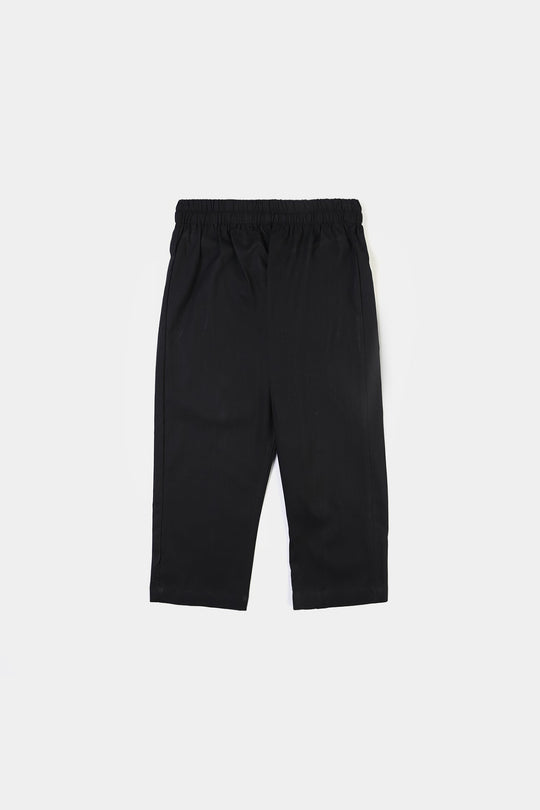 Boys Cotton Slub 3Piece Suit (Black Puff)