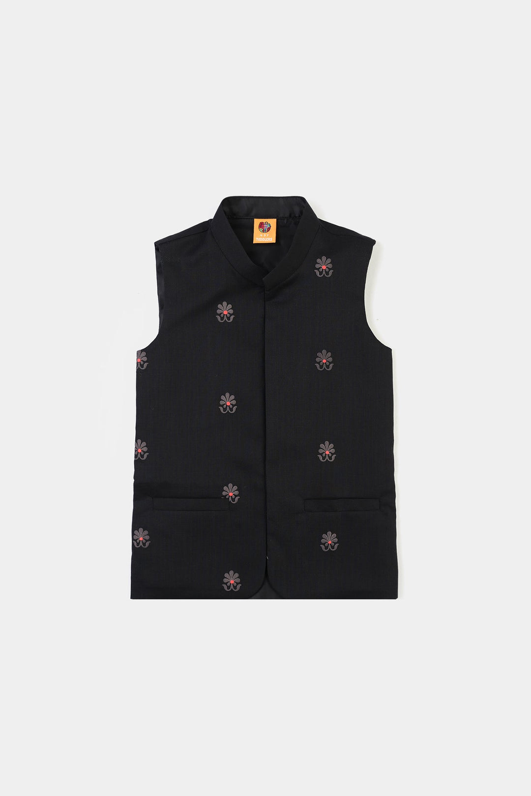 Boys Cotton Slub 3Piece Suit (Black Puff)