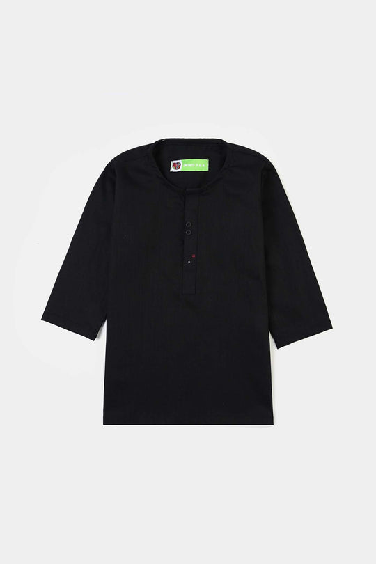 Infant Boys Cotton Slub 3Piece Suit (Black Puff)